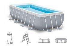 PISCINA PRISMA METAL FRAME 488X244X107 CM CON POMPA FILTRO,SCALETTA,TELO BASE, COPERTURA Intex (gonfiabile)