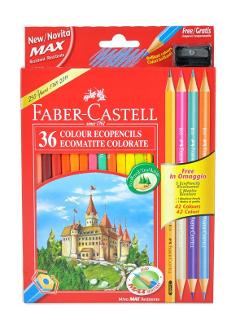 Astuccio 24 matite colorate ecologiche con 3 matite bicolore, un temperino e una matita faber-castell