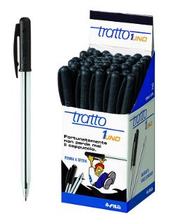 Penna a sfera TRATTO 1 NERO - diametro punta 0,5mm - confezione da 50 pezzi fila