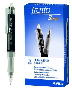 PENNA A SCATTO TRATTO 3 NERO - DIAMETRO PUNTA 0,5MM - CONFEZIONE DA 12 PEZZI fila