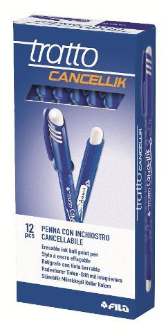 PENNA CANCELLABILE TRATTO CANCELLIK BLU - DIAMETRO PUNTA 0,4MM - CONFEZIONE DA 12 PEZZI fila