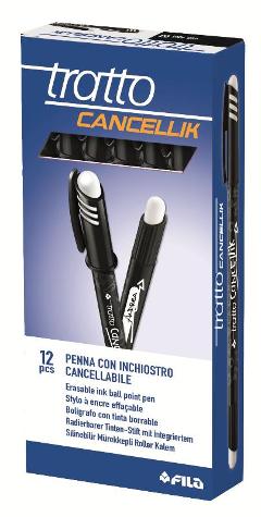 PENNA CANCELLABILE TRATTO CANCELLIK NERO - DIAMETRO PUNTA 0,4MM - CONFEZIONE DA 12 PEZZI fila