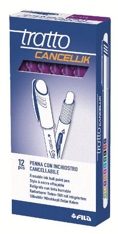 PENNA CANCELLABILE TRATTO CANCELLIK VIOLA - DIAMETRO PUNTA 0,4MM - CONFEZIONE DA 12 PEZZI fila