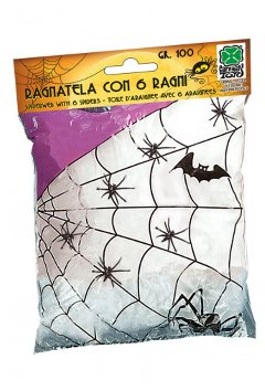 RAGNATELA BIANCA CON 6 RAGNI GR.100 CA. IN BUSTA C/CAV. carnival-toys