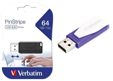 VERBATIM CHIAVETTA USB 64GB 2.0 PIN-STRIPE BLACK Verbatim (distr.Erto)