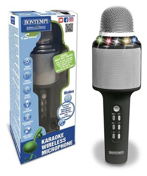 Microfono Karaoke wireless con altoparlante ed effetti luminosi bontempi