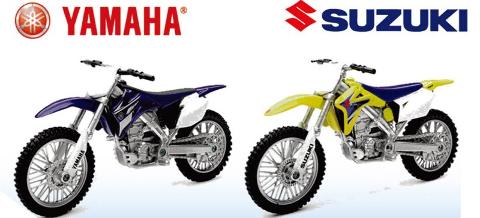 1/18 DIRT BIKE YAMAHA - SUZUKI 2 ASS new-ray