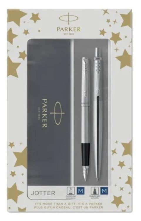 Parker Gift Set DUO - Jotter Stainless Steel CT Sfera M + Stilografica M Elmer's (distr. Neweel)