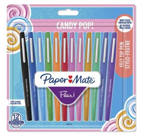FLAIR/NYLON versione CANDY POP in Blister set 12 colori : Mocha, Tangerine, Surf's Up, Lime, Papaya, Black, Raspberry Fizz, Stawberry Swirl, Salted Caramel, Gummy Green, Blue Cotton Candy, Grape Gumdrop Papermate (distr. Neweel)