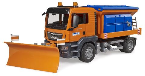 MAN TGS camion spargisale e spazzaneve bruder