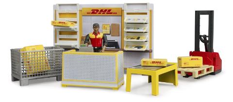 Centro spedizioni DHL con accessori e transpallet manuale bruder