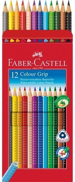 Astuccio 12 matite colorate acquerellabili a sezione triangolare con GRIP antiscivolo faber-castell