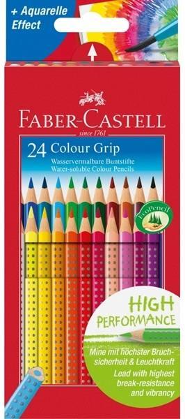 Astuccio 24 matite colorate acquerellabili a sezione triangolare con grip faber-castell