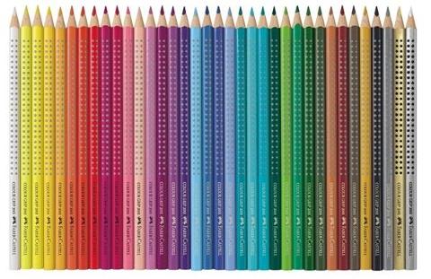 Scatola in metallo 36 colori a matita a sezione triangolare acquerellabili con grip faber-castell