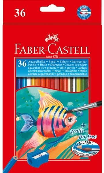 Astuccio 36 matite acquerellabili a sezione esagonale - con pennello faber-castell