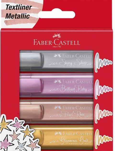 blister 4 evidenziatori colori metallizzati faber-castell