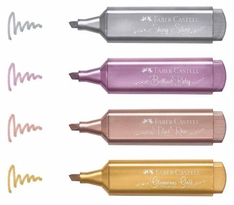 blister 4 evidenziatori colori metallizzati faber-castell