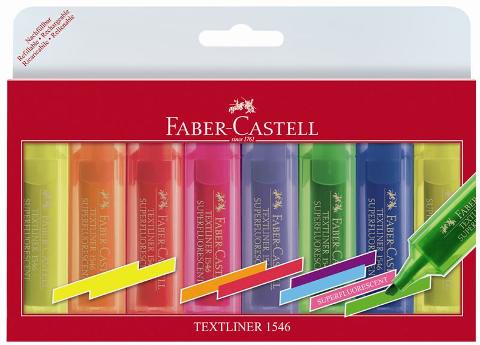 Blister 8 Evidenziatori TEXTLINER 1546 FLUO - punta a scalpello (tratto 1, 2, 5mm) faber-castell