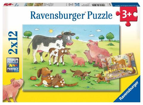 Puzzle 2x12 pz Famiglie Animali ravensburger