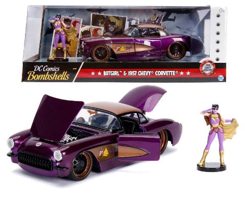 Batgirl 1957 Chevy in scala 1:24 die-cast con personaggio di Batgirl in die cast Simba