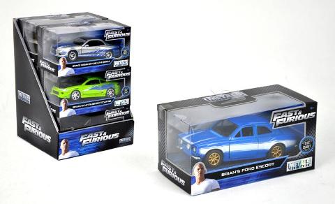 Fast & Furious Auto scala 1:32 in display die-cast, funzionamento a ruota libera, parti apribili 6 asst. Simba