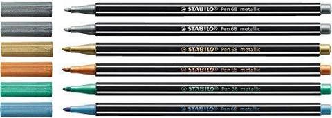 Stabilo Pen 68 Metallic conf. da 6 pz in scatola di metallo stabilo