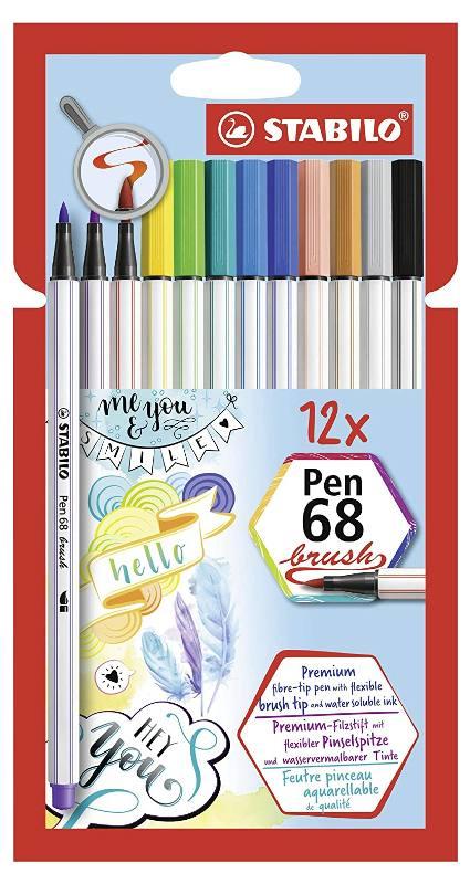 STABILO Pen 68 brush astuccio in cartone da 12 colori ass. stabilo