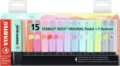 STABILO BOSS Pastel deskset da 15 colori ass. pastel stabilo