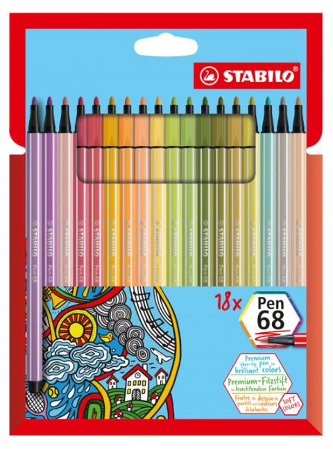 STABILO Pen 68 astuccio in cartone con 18 nuovi colori stabilo