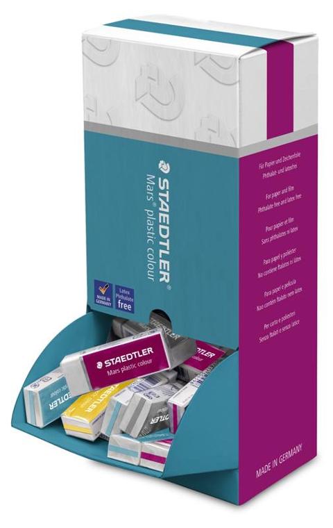 Espositore con 40 gomme Mars plastic colour assortite in 4 colori staedtler