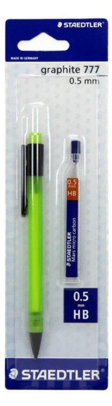 BLISTER graphite 777 portamine Happy, eco-blister in cartoncino con portamine per scrittura, gommino incorporato, punta conica; fusto gommato in 4 colori Happy; disponibile nel tratto 0,5. staedtler