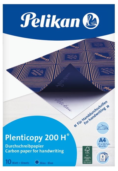 CARTA CARBONE BLU 10 fogli 200GR FORMATO A4 pelikan