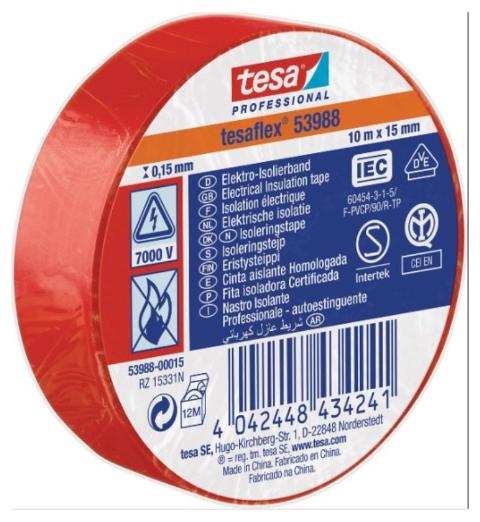 NASTRO ISOLANTE MISURA 10X15 COLORE ROSSO Tesa-Comet