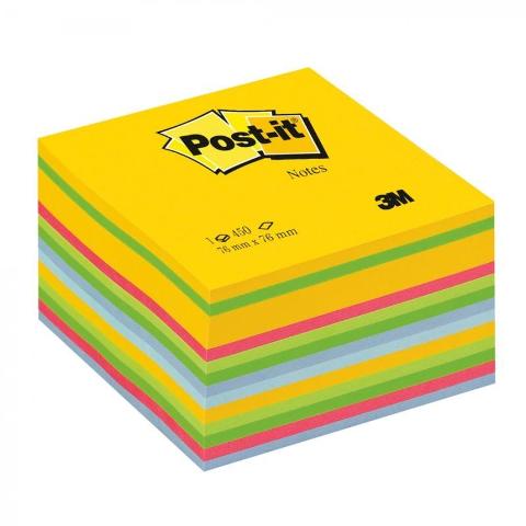 cubo da 450 foglietti Post-It colori assortiti 76x76 3m