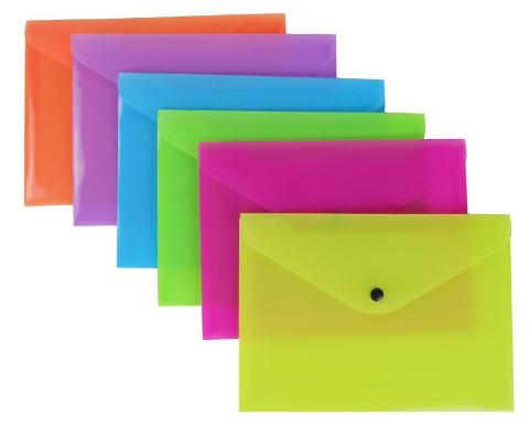 CONFEZIONE 12 BUSTE CON BOTTONE FORMATO A7 COLORI FLUO ASSORTITI BlueKover.COM SRL