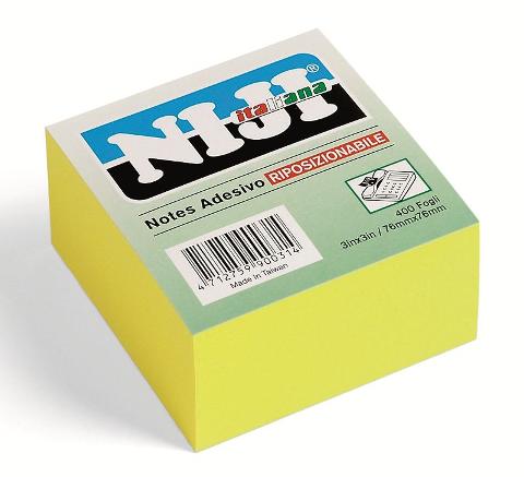 Cubo 400 foglietti adesivi colore giallo - tipo Post It lebez