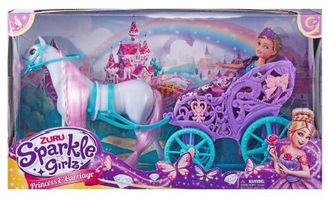 SPARKLE GIRLZ 10.5'' Princess W/Unicorn & Carriage Window Box,Bulk Zuru