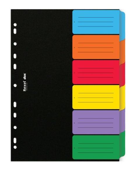 Confezione 6 divisori DOX colorati e forati acco-brands