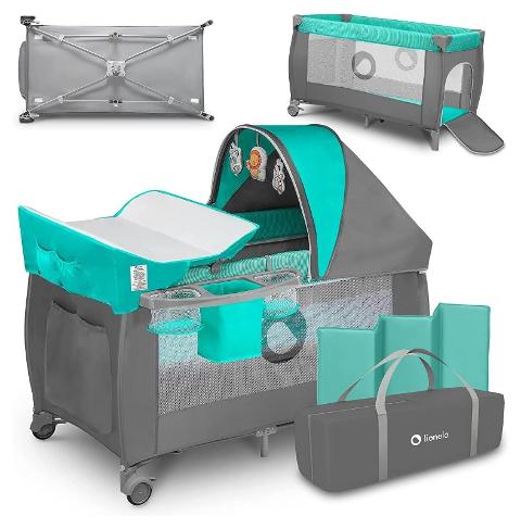 Baby crib Sven (LO-SVEN-PLUS-TURQUOISE/GREY) BrandLine Group SPZOO (Lionelo)