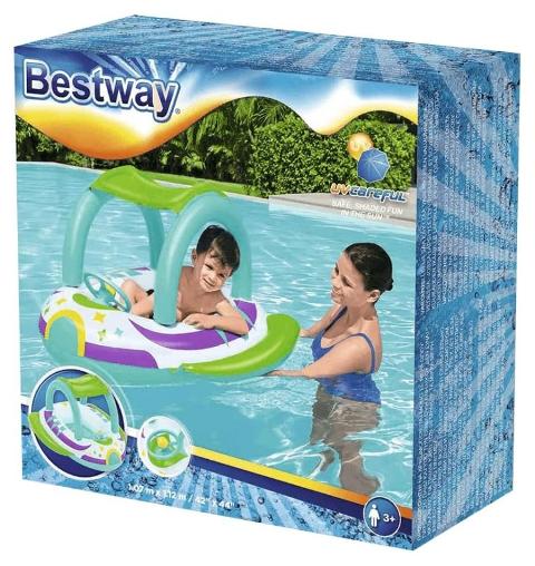 Bestway Barchetta Navicella Space Splash 1,07 m x 1,12 m Eta': 3+; Capacita' di peso: 18-30 kg; 3 camere d'aria; Il parasole attaccato in velcro e' rimovibile per consentire un facile ingresso e uscita; Volante con clacson integrato. Best Way (gonfiabile)