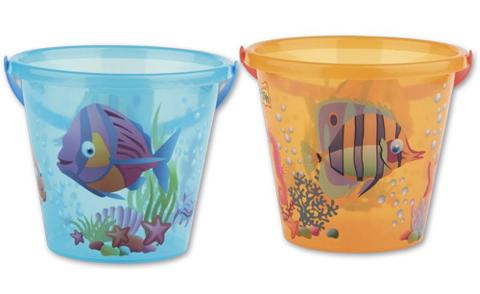 SECCHIO DIAM. 19 cm TRASPARENTE COLORATO DECORO CRAZY FISH - Cm.19x19x17 (sfuso) androni