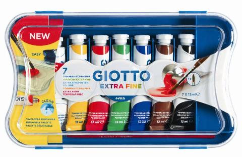 Giotto Tempera Extra in tubetto 12 ml Scatola 7 pz Colori assortiti fila