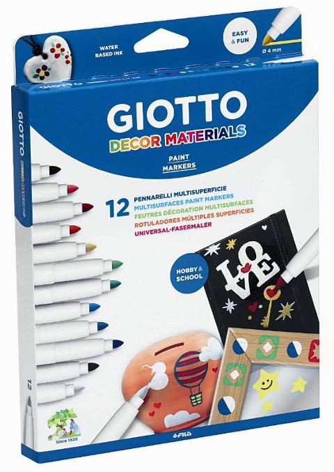 Giotto Decor MaterialsAstuccio appendibile 12 pz Colori assortiti fila