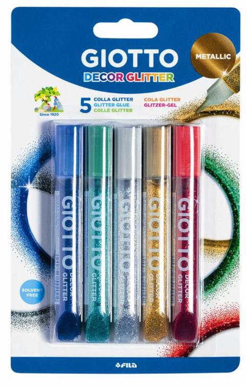 Giotto Decor Glitter Blister 5pz Metallic fila
