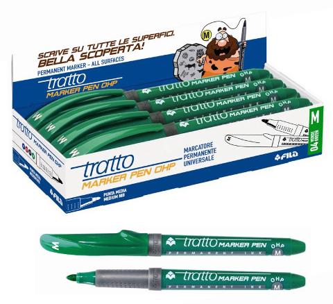 TRATTO MARKER PEN OHP M VERDE - adatto a tutte le superfici fila