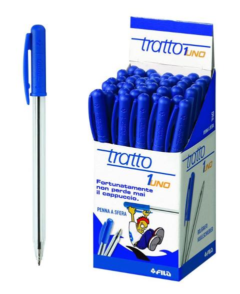 Penna a sfera TRATTO 1 BLU - diametro punta 0,5mm - confezione da 50 pezzi fila