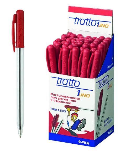 Penna a sfera TRATTO 1 ROSSO - diametro punta 0,5mm - confezione da 50 pezzi fila