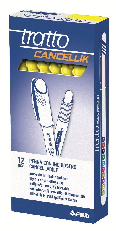 PENNA CANCELLABILE TRATTO CANCELLIK GIALLO - DIAMETRO PUNTA 0,4MM - CONFEZIONE DA 12 PEZZI fila