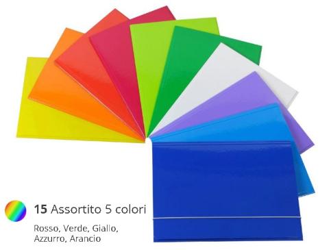 CARTELLINA 3-LEMBI C/ELASTICO 25x34 (A4) MM.0,8 PLASTIFICATO ASSORTITO CARTOTECNICA DEL GARDA S.R.L.