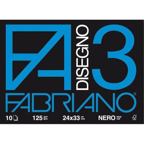 Album da disegno F3 NERO 24x33 125g/m2 (10 fogli) Fedrigoni SPA (Fabriano)